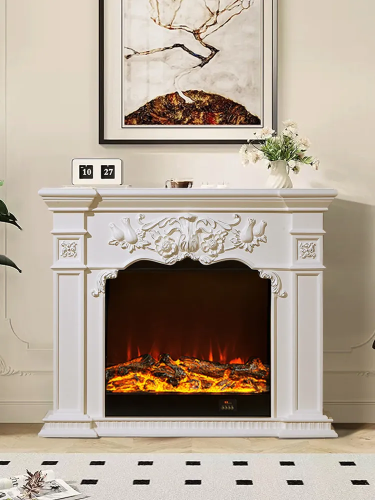 American finished fireplace decoration cabinet, French villa custom solid wood European vintage 1-meter artificial fireplace cab
