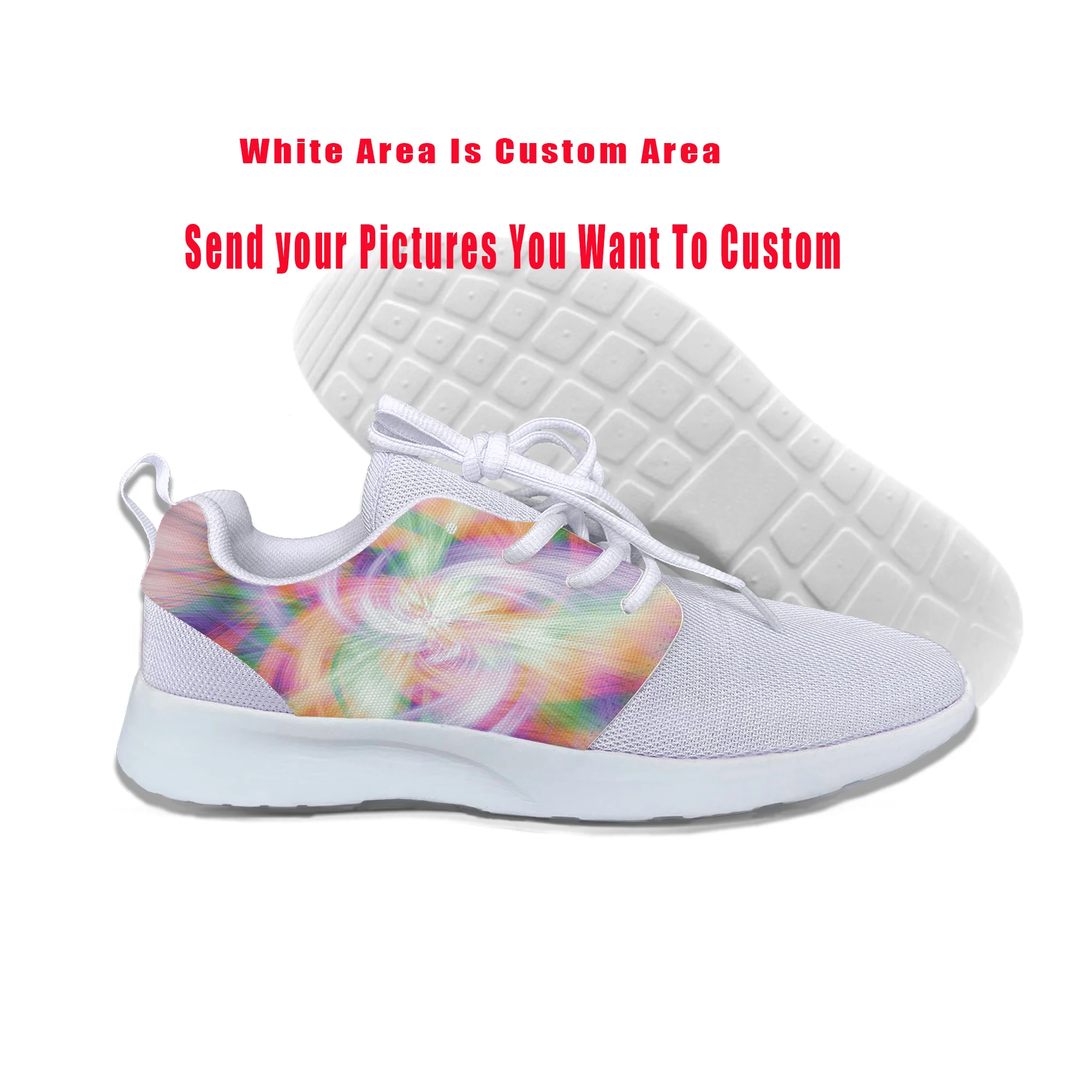 Hot Colorful Vortex Tie Dye Swirl Abstract Rainbow Running Mesh Shoes Men Women Casual Breathable Sneakers Latest Sports Shoes