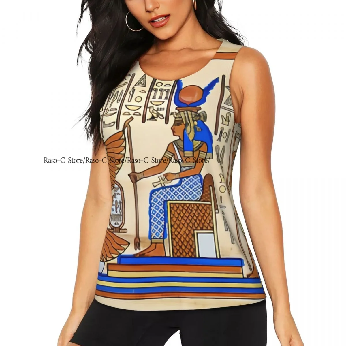 Women Fitness Sexy Yoga Vest Egyptian Horus And Nefertari Gym Sports Top Tank Female