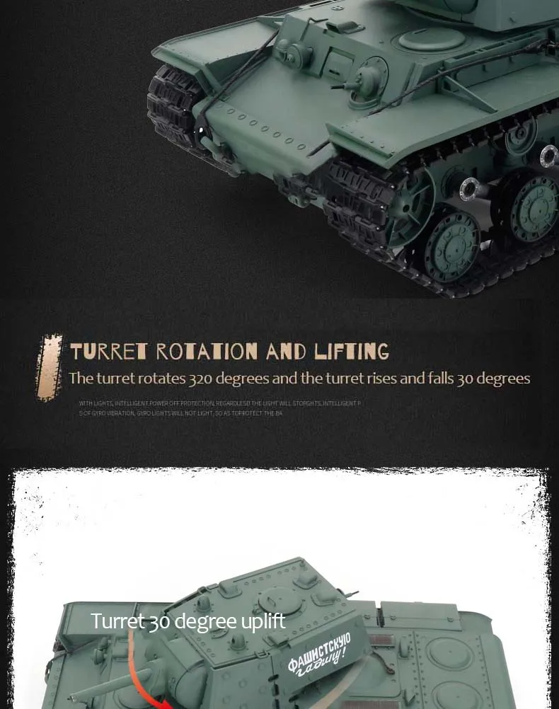 Carro Armato Henglong 1/16 Sovietico KV-1 3878 – RTR Con Binari Metallici, Fumo E Suono