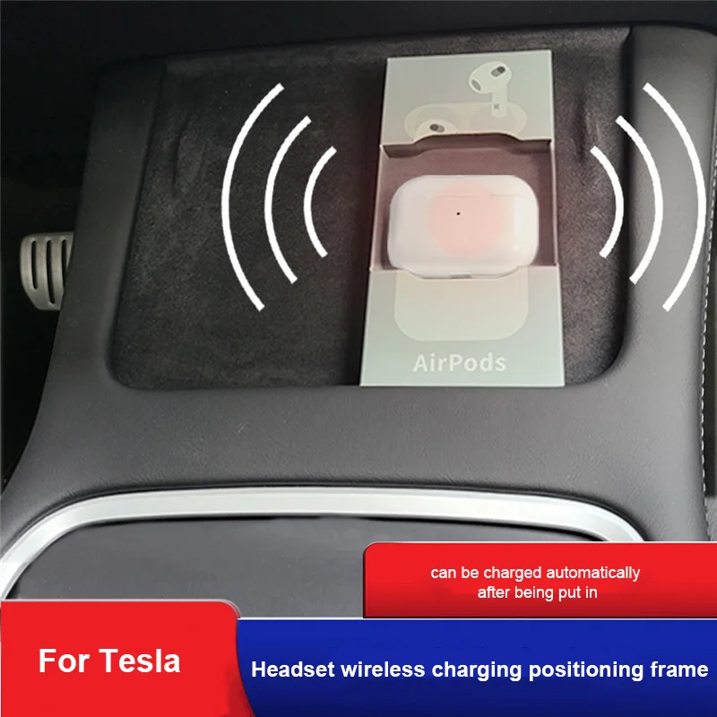 Car Accessories For Tesla Model 3/Y Headset Wireless Charging Positioning Frame Interior Modify For Model 3/Y Wireless Charging