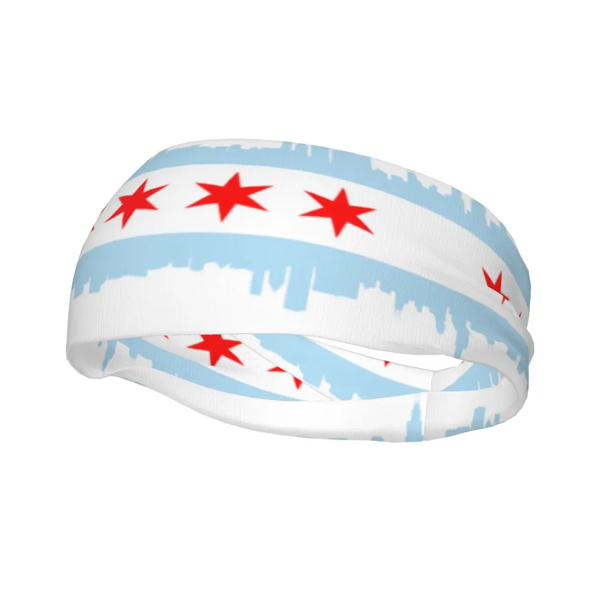 Custom City Of Chicago Flag Sport Headbands for Women Men Stretchy Moisture Wicking Gym Sweatband