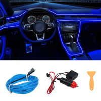 Cold Light EL Wire Interior Car LED Strip Lights, 197 Inch Neon Glowing El Wire Lights Ambient Lighting Kits for Car Decorations