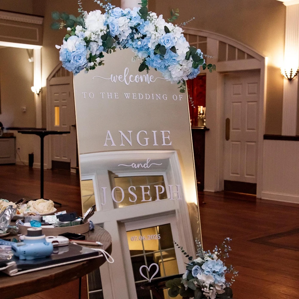 

Welcome Sign Wedding Decals Personalized Name Stickers Welcome to Our Wedding Party Sign Sticker for Board Mirror Mural