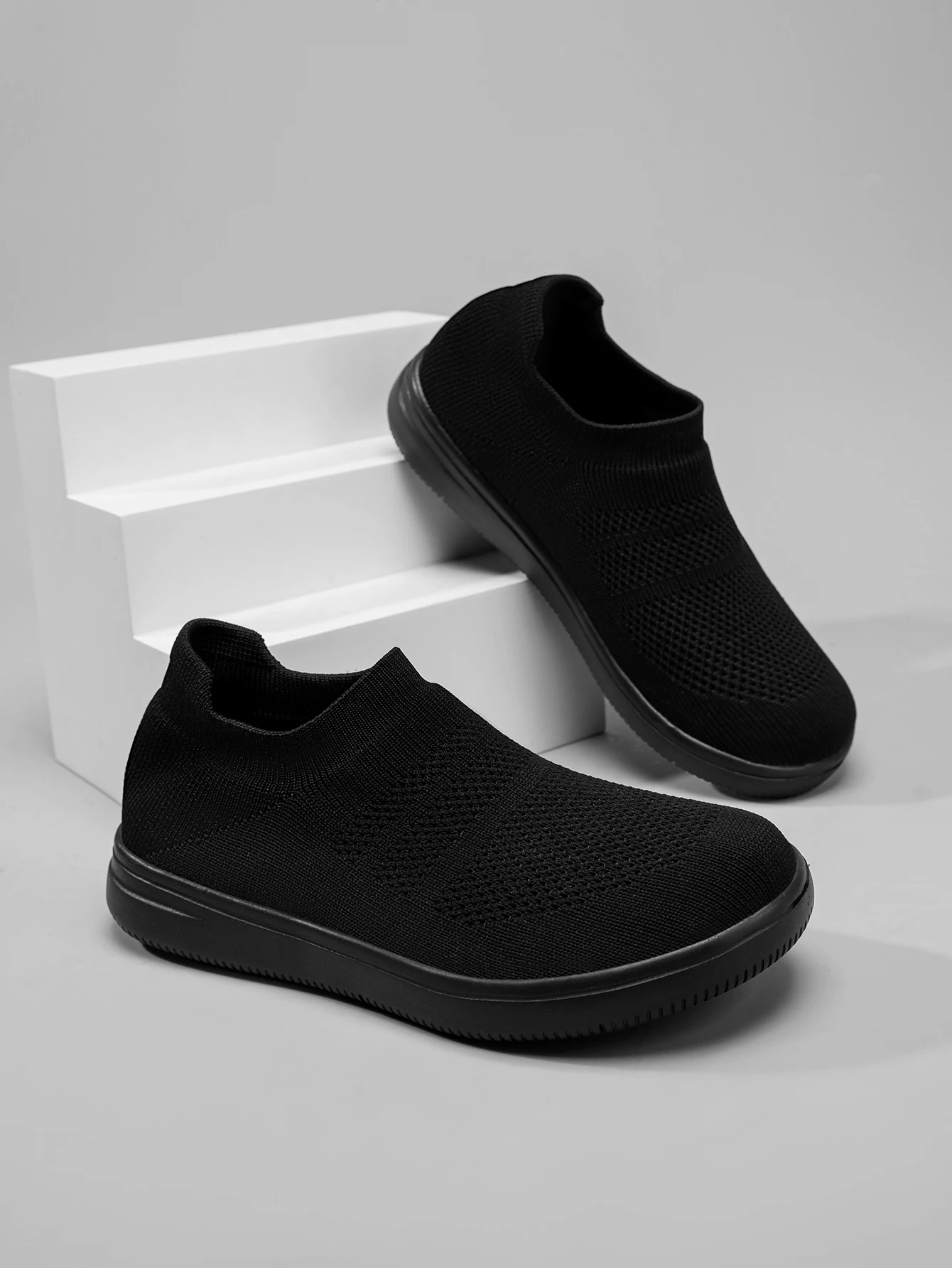 Damen-Socken-Sneaker, Slip-On, atmungsaktive Flying-Knit-Schuhe, weich, rutschfest, leicht, flache Walking-Loafer, Damen-Büro- und Alltagsschuhe – Detail 14