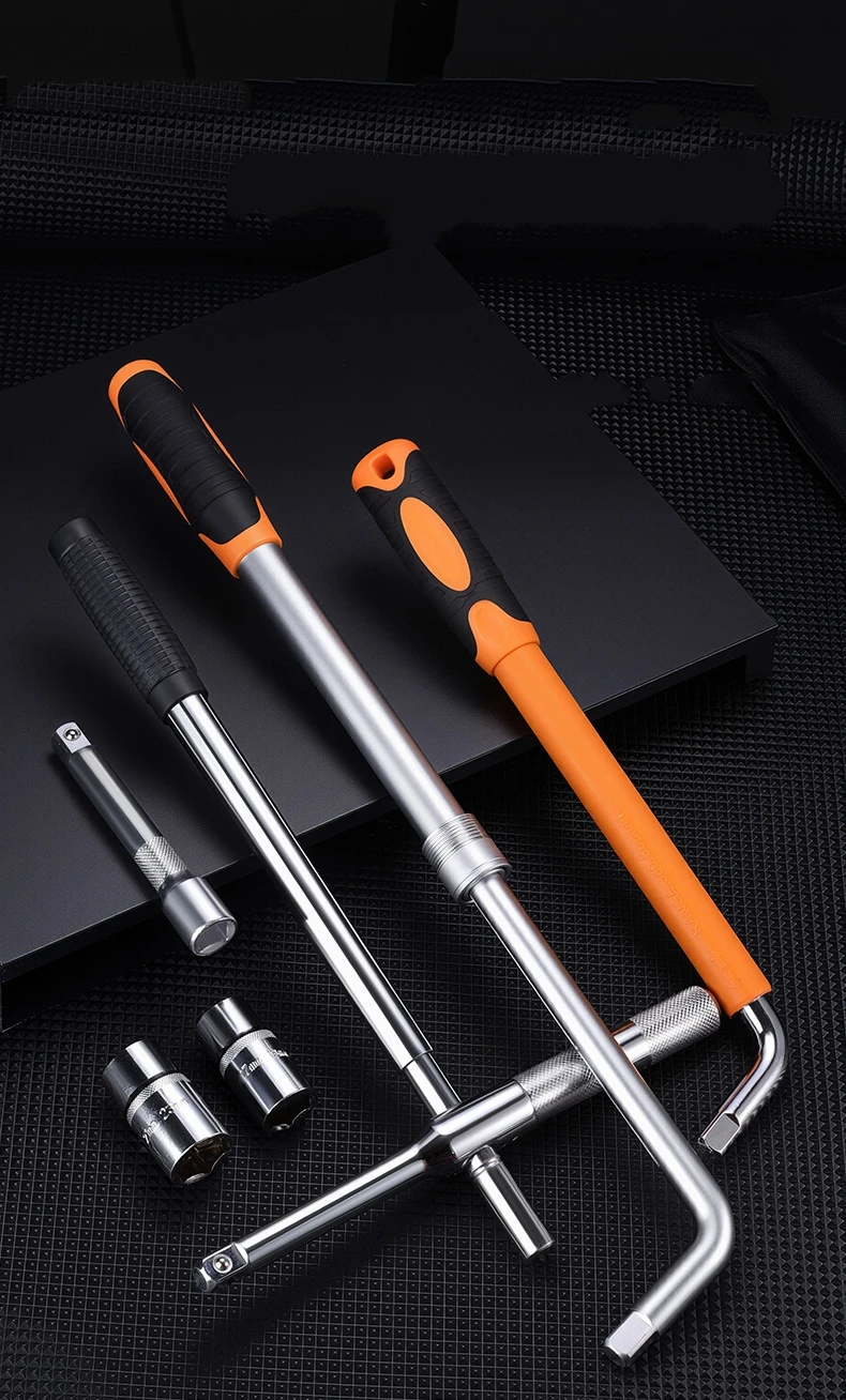 

Telescopic Tire Wrench Adjustable 17-23mm, Universal Lug Nut Remover with 4 Sockets for Car Truck SUV Tire Change