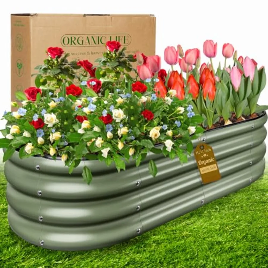 

Грядка-клумба металлическая глубокая 4x2x0.9 фута, большая оцинкованная грядка для сада, уличный комплект для выращивания овощей