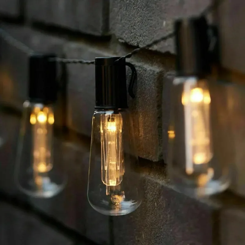 Retro Solar Edison Bulb String Lights Waterproof Outdoor Garden Lights for Patio Yard Camping Wedding Party Atmosphere Decor