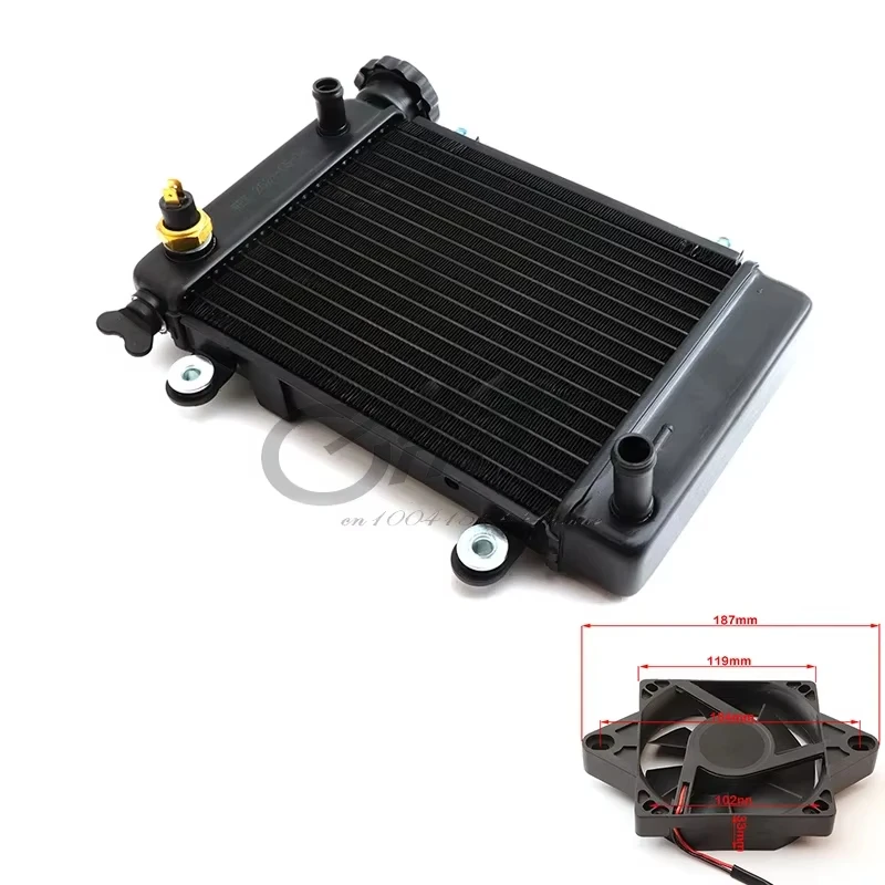 Motorcycle Water Cooling Engine Cooler Radiator Coolings Fan for 150cc 250cc for Big Bull Hummer Longding Moto 4 Wheel Parts