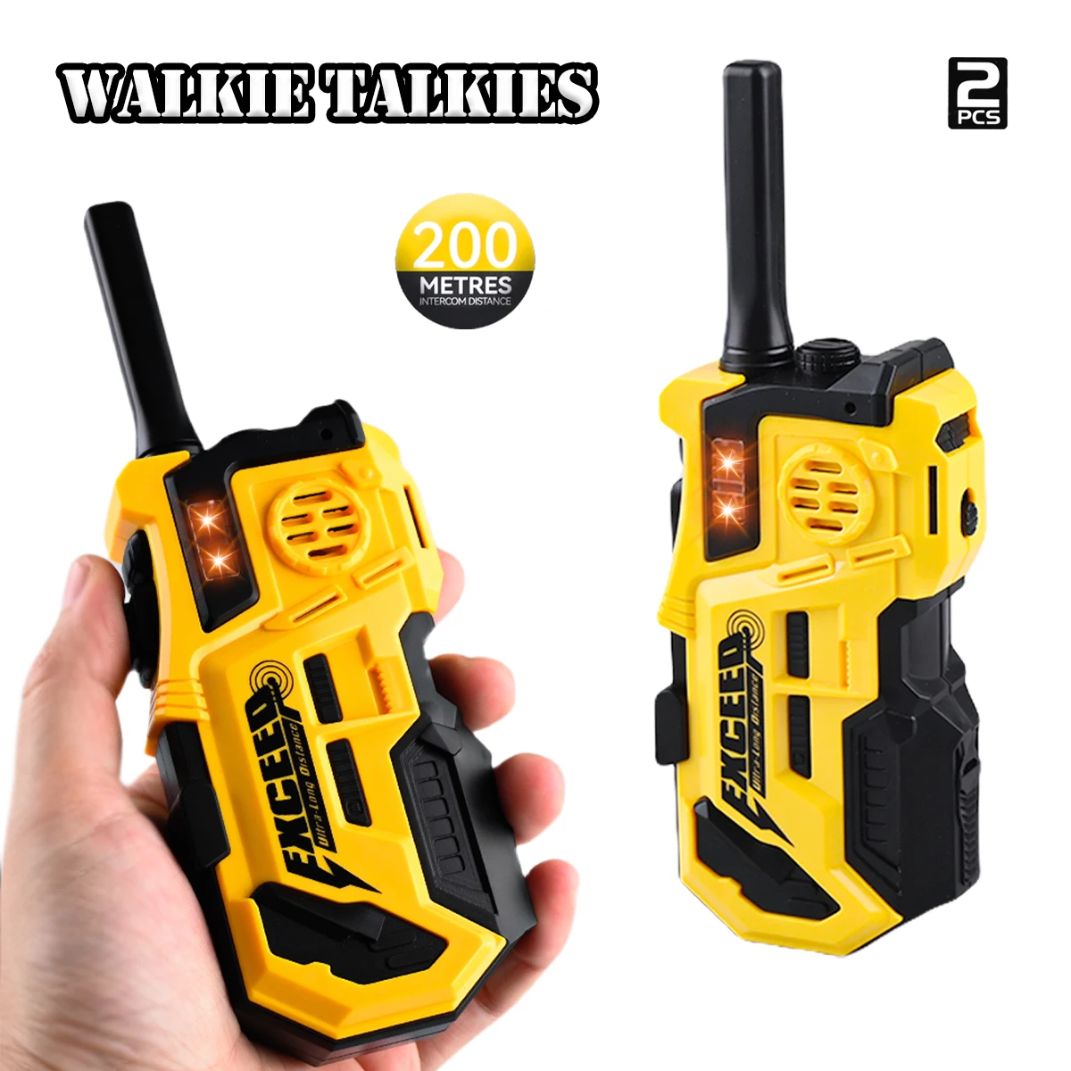 Walkie Talkies, 2 Pcs Long Range Talkies Toys for Kids Channels 2 Way Radio Toy with Light, for  Outdoor Sports Camping Climbing