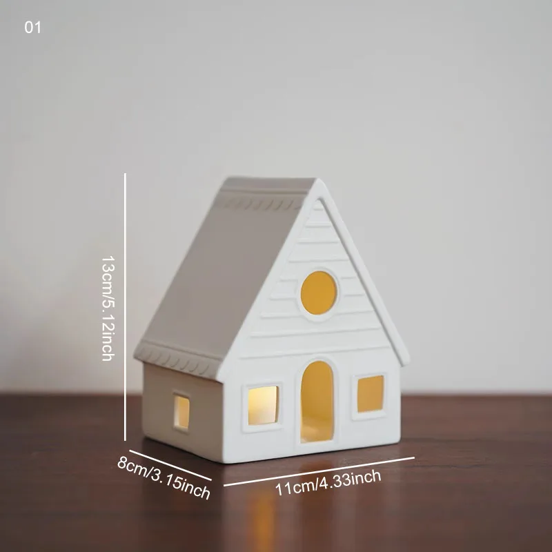 Nordic Simple Matte House-Shaped Ceramic Ornaments, Danish Architectural-Shaped Candlesticks, Home Holiday Decorations