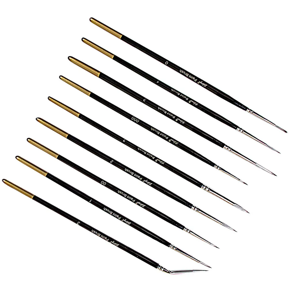 

9 Pcs Hook Line Paint Brush Set Fine Detailing Brushes Miniature Tools Solid Wood H Oil Watercolor Art Supplies