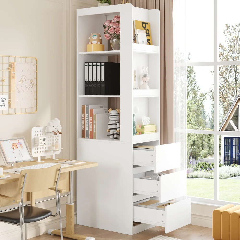 Kleine boekenkast met wielen, met planken en laden, links/rechts omkeerbare configuratie, valbeveiliging, nachtkastje