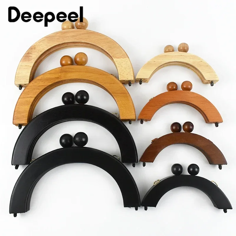 

1Pc Deepeel 14/20cm Handbags Wooden Handle Purse Frames Kiss Clasp for Wallet Bag Handmade Sewing Brackets DIY Bags Accessories