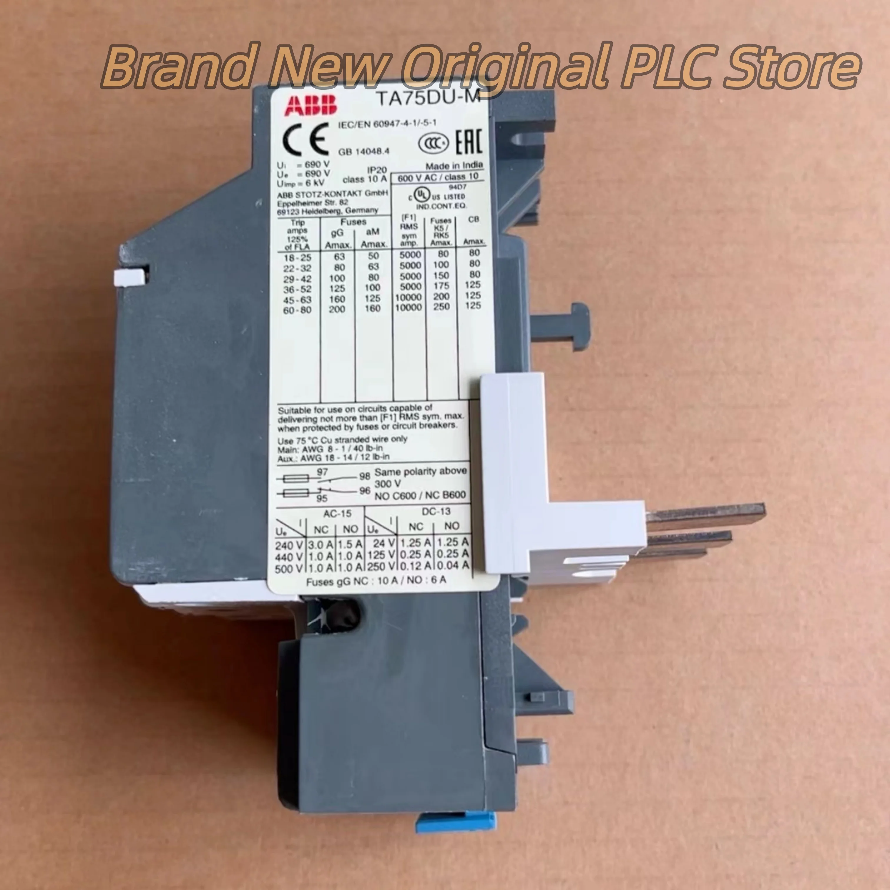 العلامة التجارية الجديدة TA75DU-52M مرحل الحمل الزائد 1SAZ321201R2004