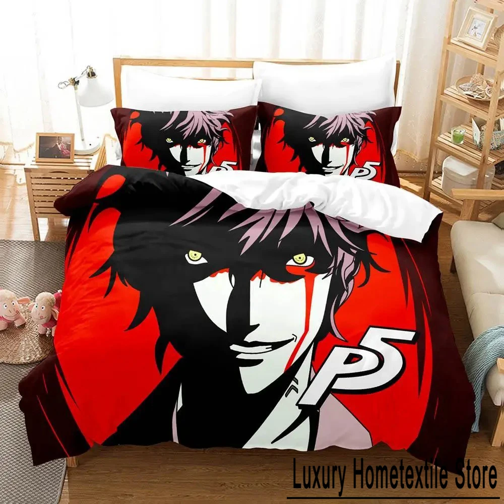 3D Printing Game Persona 5 Bedding Set Cartoon Anime three-piece set Adult Kid Bedroom Duvet cover Sets Birthday Home Textiles