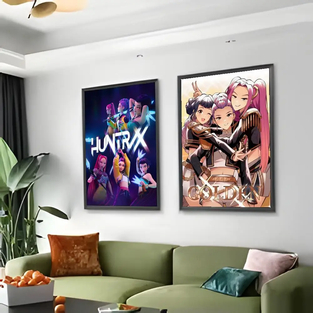 فيلم K-Pop Demon Hunters-A ملصق كرتوني لوحة ذاتية اللصق مع مطبوعات ديكور غرفة نوم المنزل وغرفة المعيشة #5