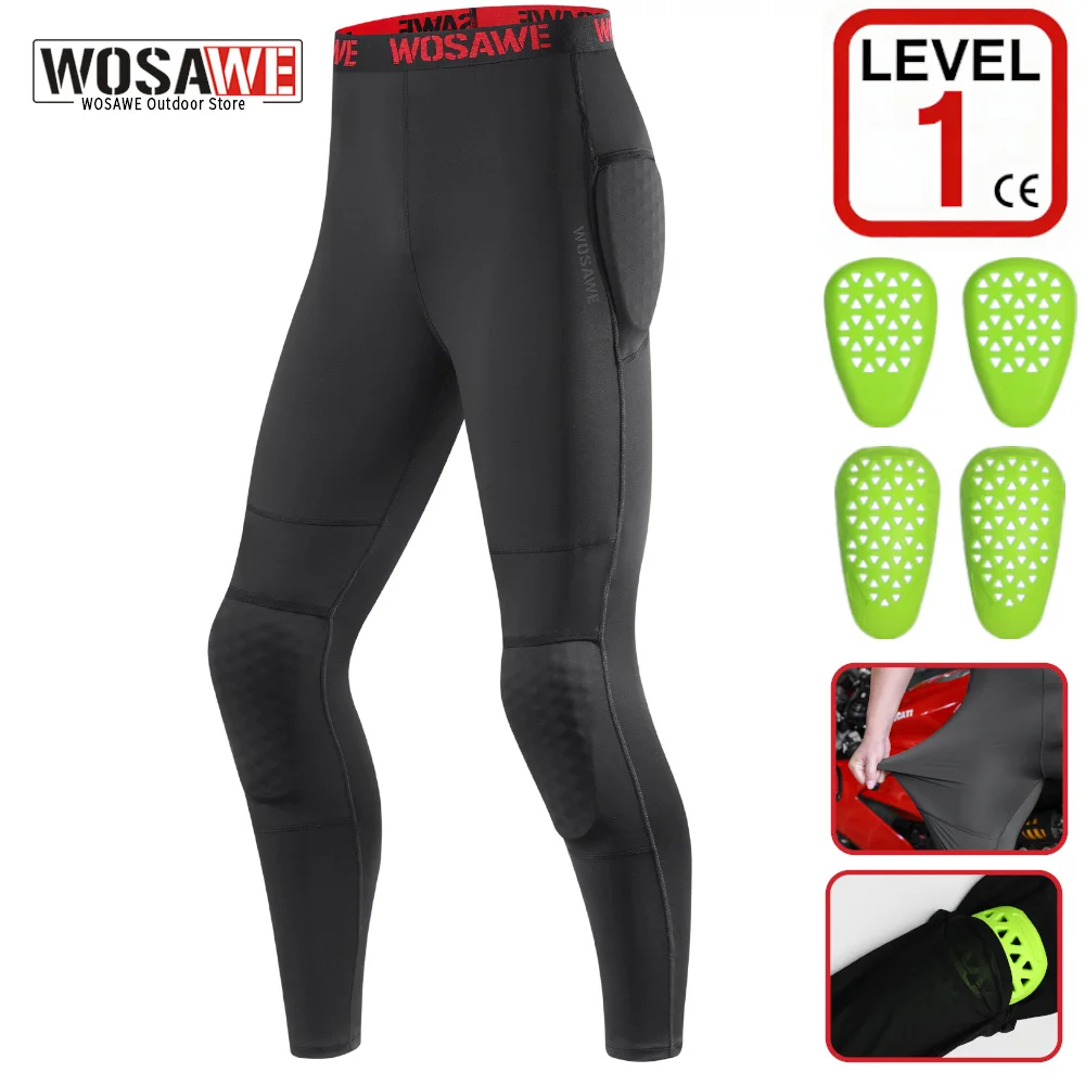 

WOSAWE CE1/2 Motorcycle Armor Trousers Enduro Compression Pants Motocross Racing Knee Hip Protector Moto Riding Equipment