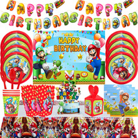 Mario Bros Birthday Decorations Disposable Tableware Cartoon Game Super Mario Theme Foil Balloons Plates Napkins Party Supplies