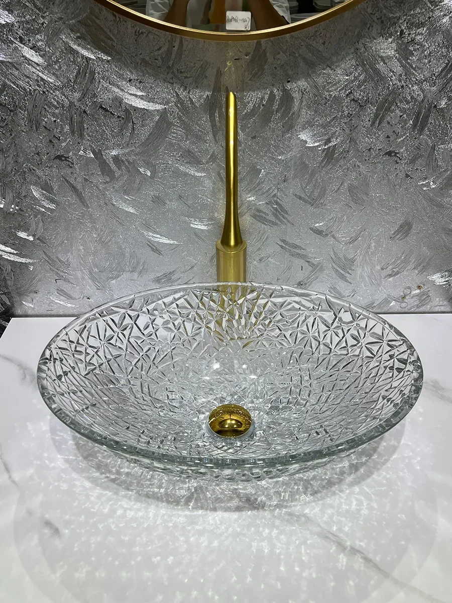 Crystal glass, bathroom, art, light luxury wash, hotel home wash, transparent dark gray