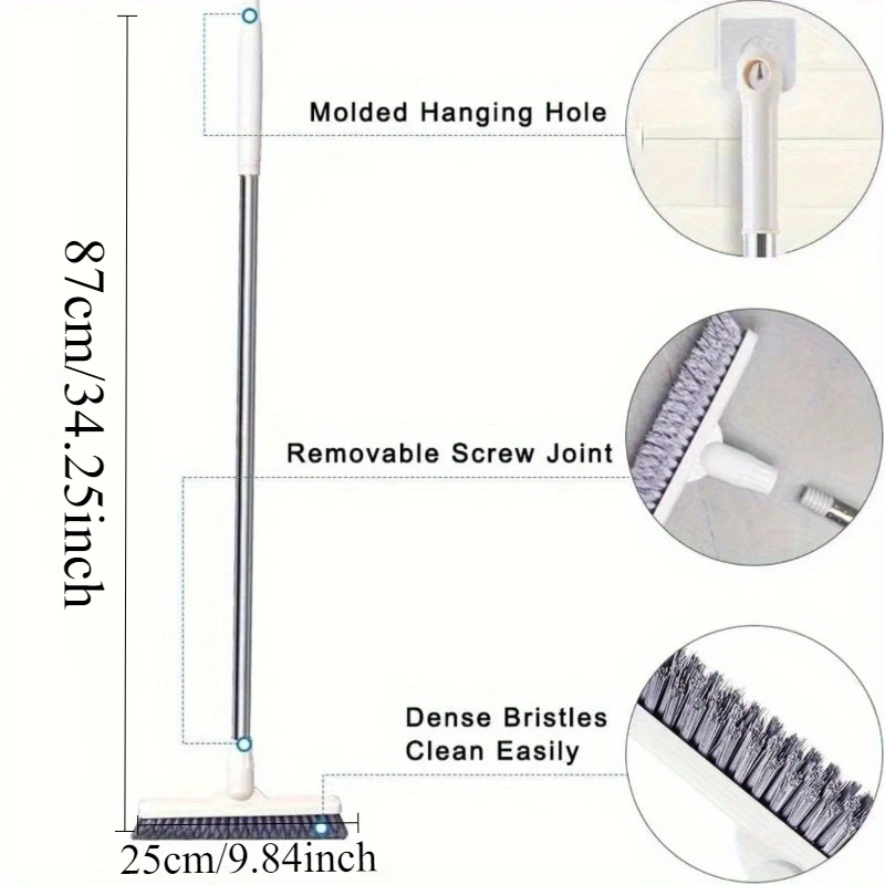 1 قطعة فرشاة تنظيف أرضية الحمام والبلاط، فرشاة ذات شعيرات قاسية، مستلزمات التنظيف، فرشاة ذات مقبض طويل، فرشاة تنظيف الحمام