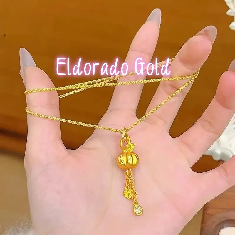 

Eldorado Gold Eldorado Gold Eldorado Eldorado Women's 24K AU999 Abundant En Gourd Necklace | Ancient-chiseled Gourds With Jade
