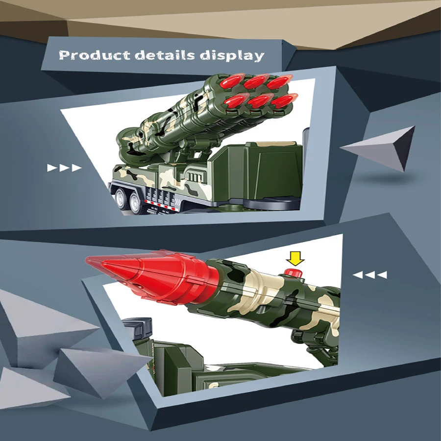 1 個-模擬慣性軍用牽引トラックロケットミサイル車両核爆弾大砲モデル子供のおもちゃの車の誕生日ギフト