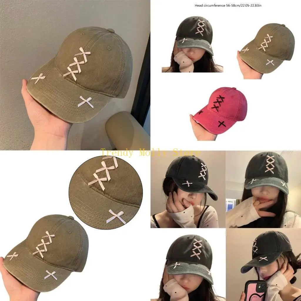 

N5KB Бейсбольная шляпа с длинными полями, регулируемая солнцезащитная шляпа, модные украшения для волос для девочек