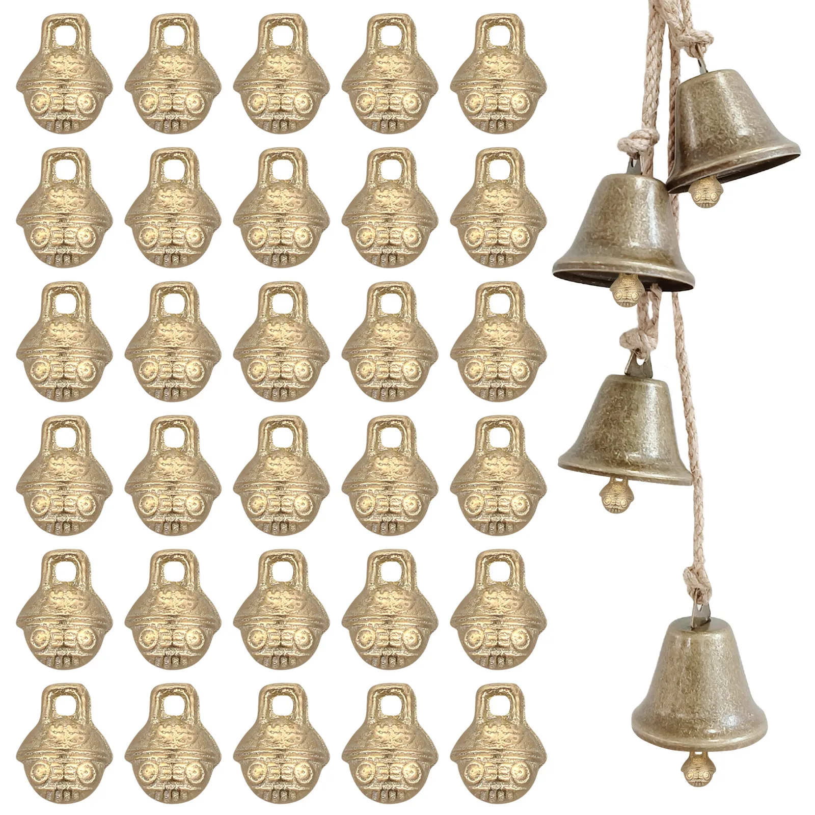 

30Pcs 11Mm Tiger Head Jingle Bells Bronze Color DIY Jewelry Anklet Bracelet Wind Chime Craft Decoration Home Office Shop