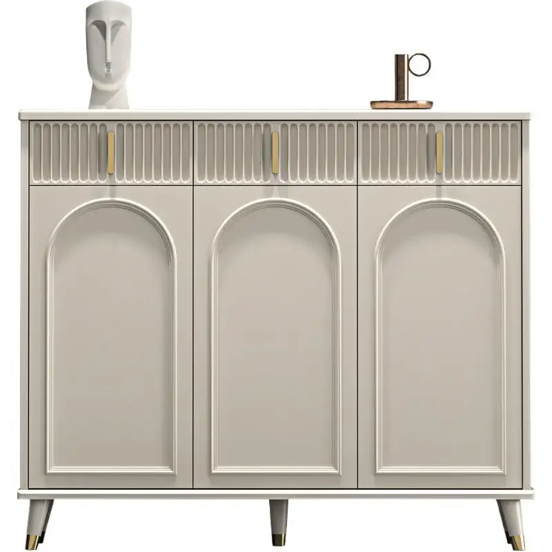 

French Cream Style Shoe Cabinet, Large Capacity Locker with Drawers, Opposite Home Door
