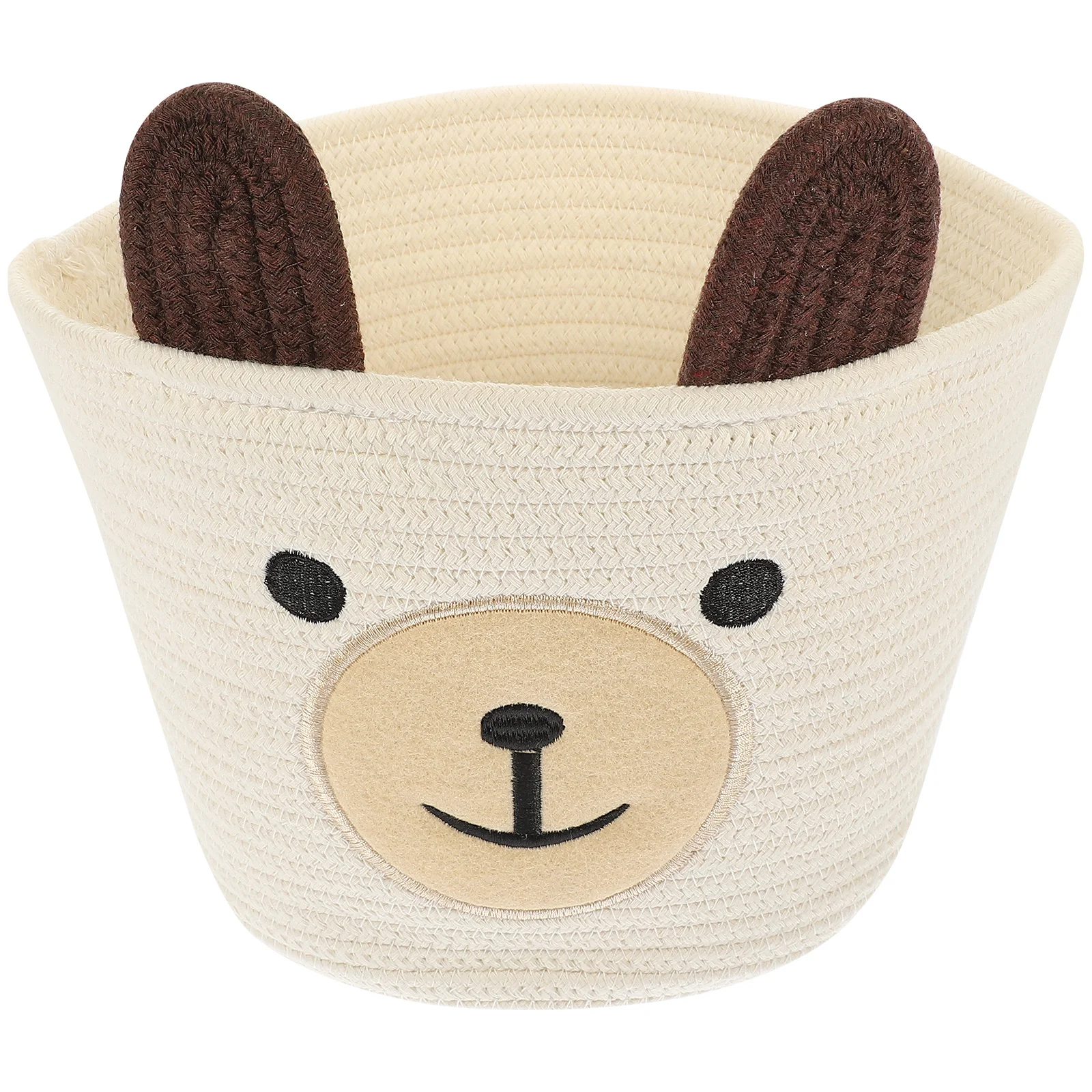 

Cotton Rope Woven Storage Basket Cartoon Bear Desktop Organizer Snack Holder Makeup Brush Sundries Storage Basket