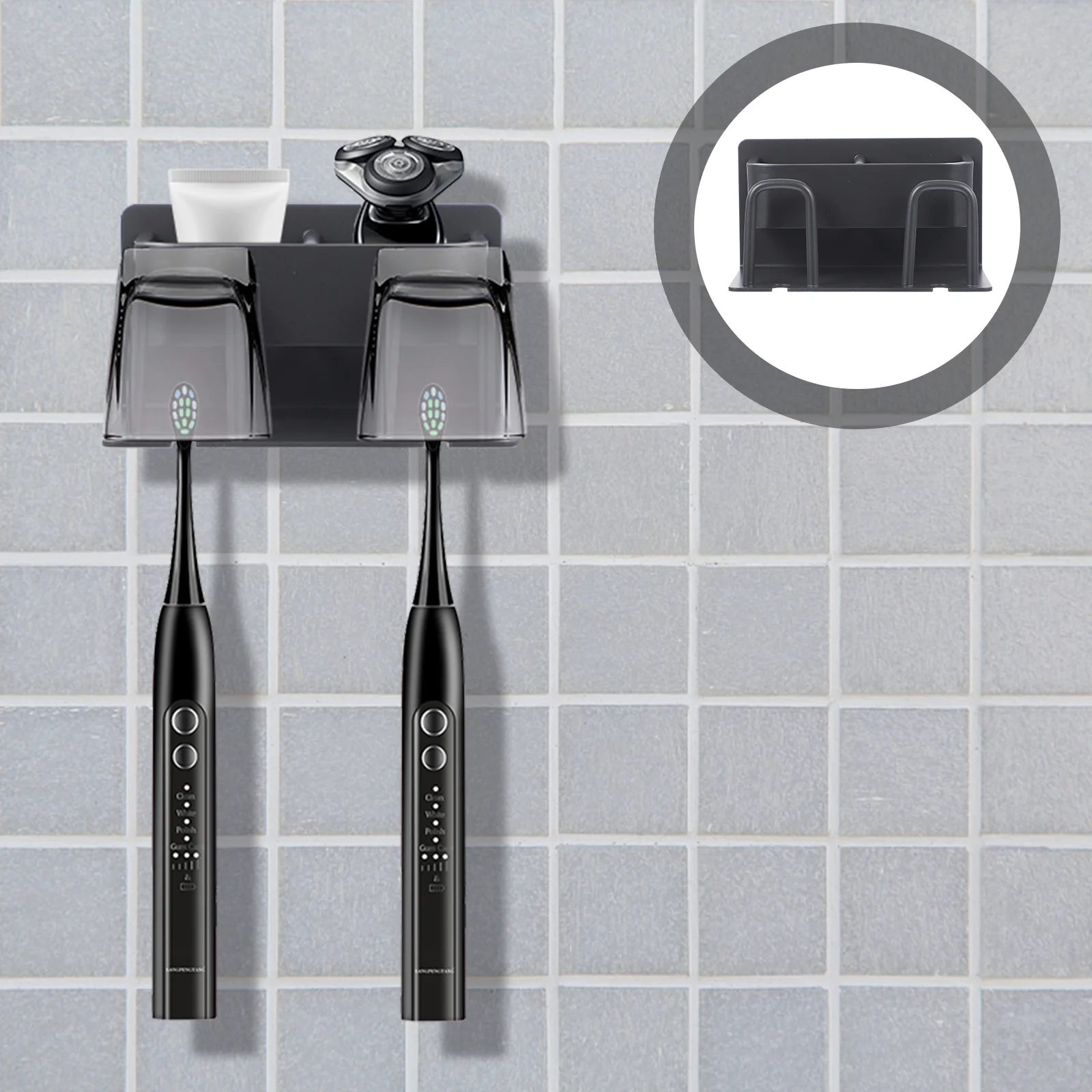 

Aluminum Toothbrush Holder Wall-Mounted Storage Shelf Bathroom Rack Toothpaste Stand Organizer Punch Free Rack for Home