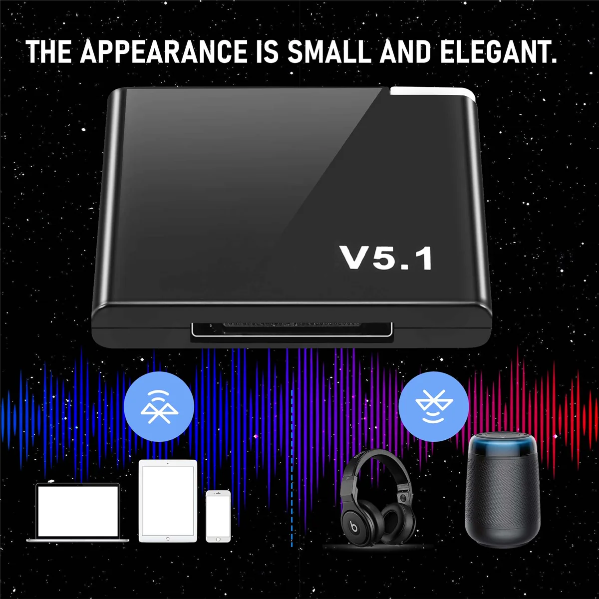 B03B-I-WAVE 30 Pin Bluetooth 5.1 Audio Receiver Music Mini Wireless Adapter for iPhone IPod 30Pin Jack Analog Speaker