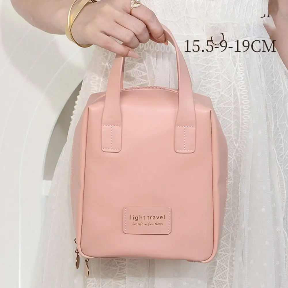 ของขวัญ tas kosmetik หนัง PU อเนกประสงค์ความจุขนาดใหญ่เครื่องมือจัดเก็บข้อมูลกันน้ำพร้อมที่จับสำหรับการเดินทาง