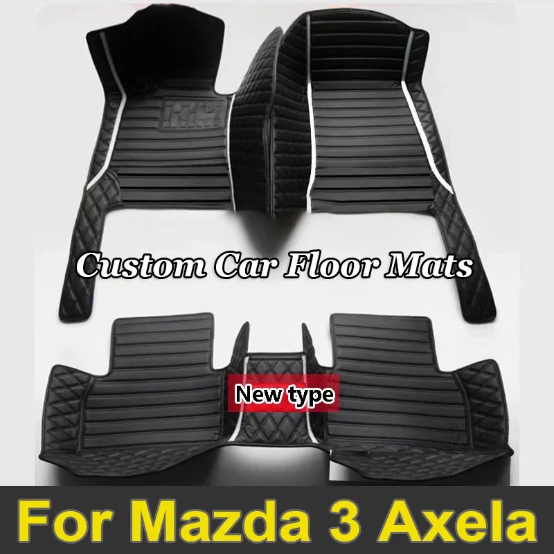 Car Floor Mats For Mazda 3 Axela 2014-2019 Kit set Waterproof Carpet Luxury Leather Mat Full Set Car Accessories