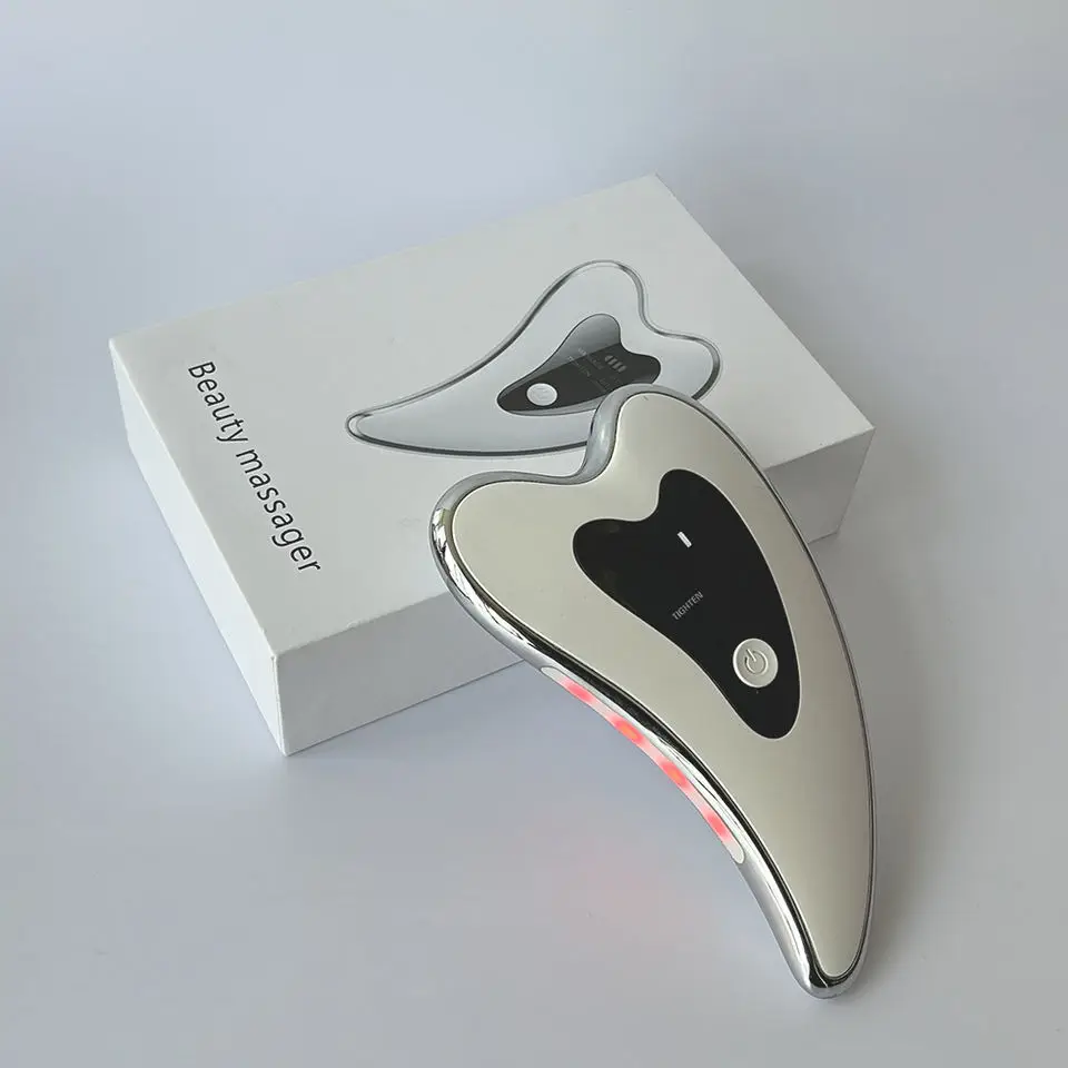 Biblioteca intelligente Gua Sha Microcorrente Vibrazione Massaggiatore viso Rughe Face Lift Guasha Strumento viso Dispositivo elettrico Gua Sha