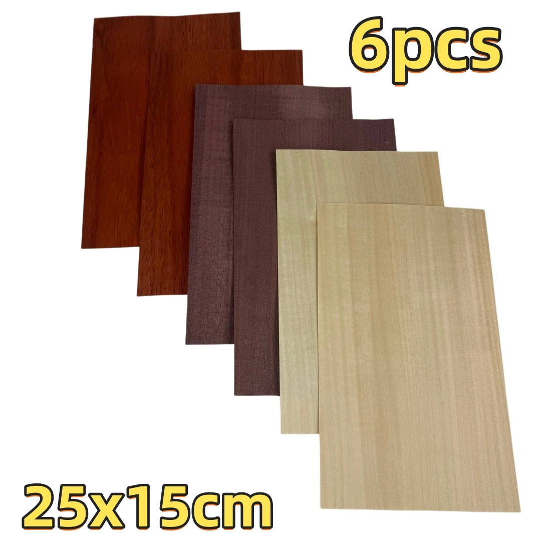 

0.5mm Thick Natural Wood Veneer Pack, Mixed Wood Species Assortment for Instrument Making, Guitar Top Veneer, Size 25x15cm