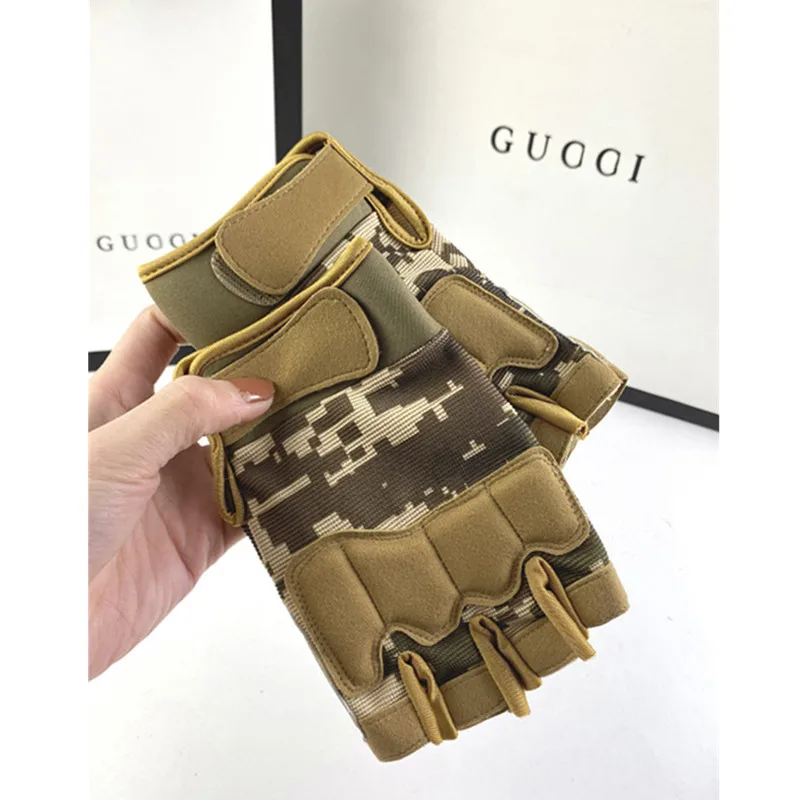 

Tactical half finger gloves, outdoor sports, cycling, fitness, exposed finger gloves, men's and women's camouflage gloves