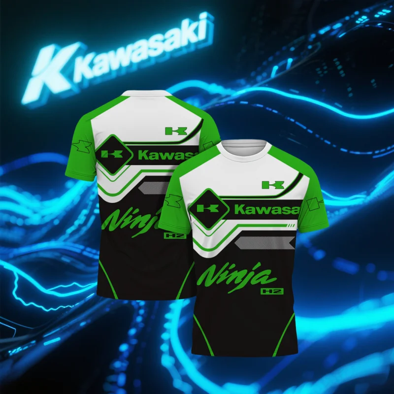 

Kawasaki T-Shirt Riding T-Shirt Sunscreen Fast Drying Sweat Absorbing 3d Print T-shirt Summer T-Shirt Men's Motorcycle T-shirt