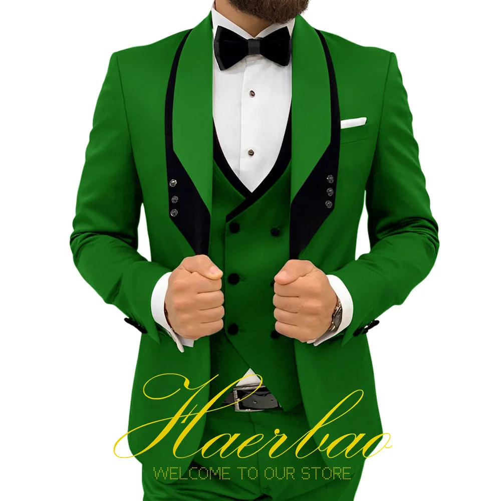 

Men's Wedding Suit Slim Fit Jacket Vest Pants 3 Piece Set Groom Tuxedo Fashion Formal Suits for Men