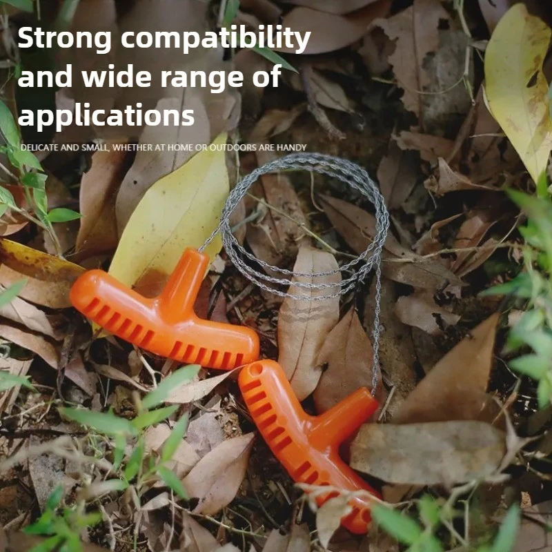 ‌"Stainless Steel Hand-Pulled Wire Rope Saw - Ultra-Thin Survival Tool for Outdoor Camping, Emergency Cutting & Bushcraft"