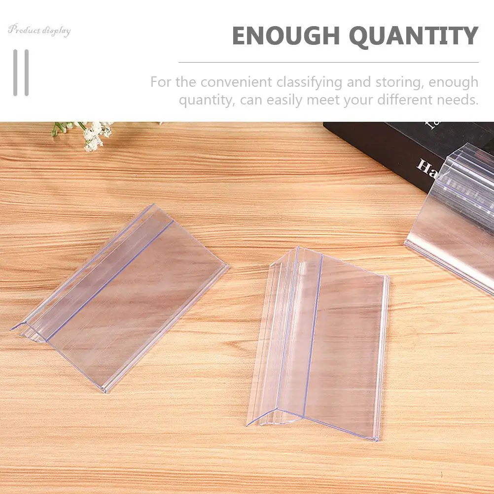 25 Buah Rak Strip Label Harga Tempat Label Plastik Bening Folder Tempat Tanda Ritel Penyimpanan Transparan PVC