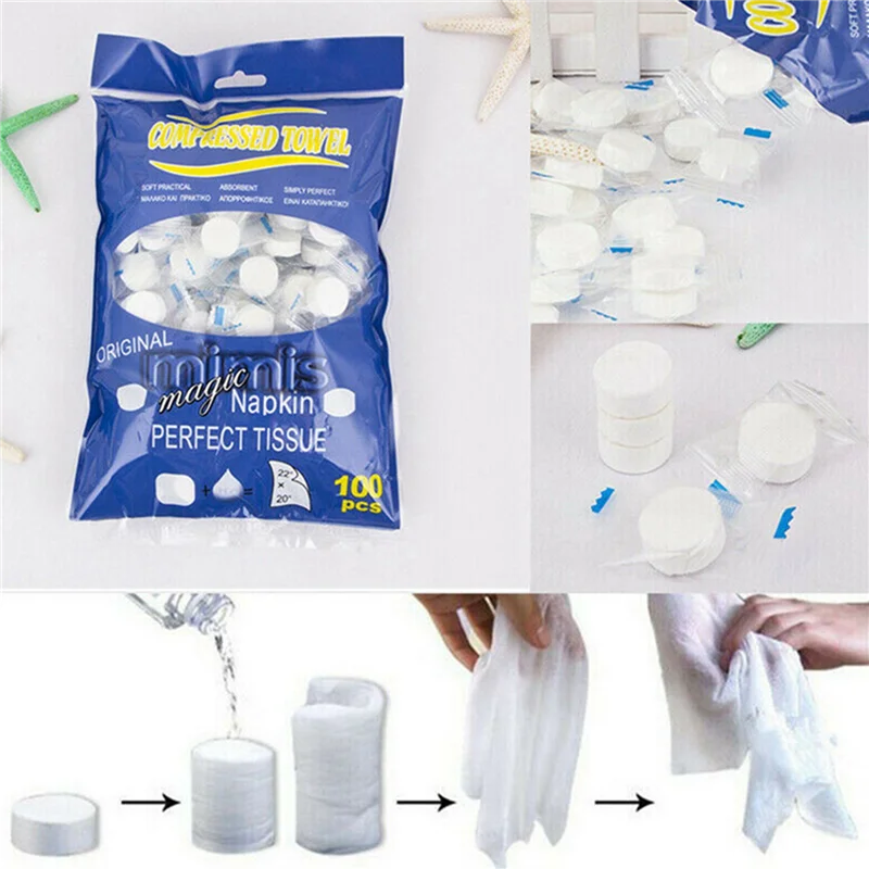 AS94-500Pcs Disposable Compressed Towels Tablet Capsules Washcloth Travel Camping