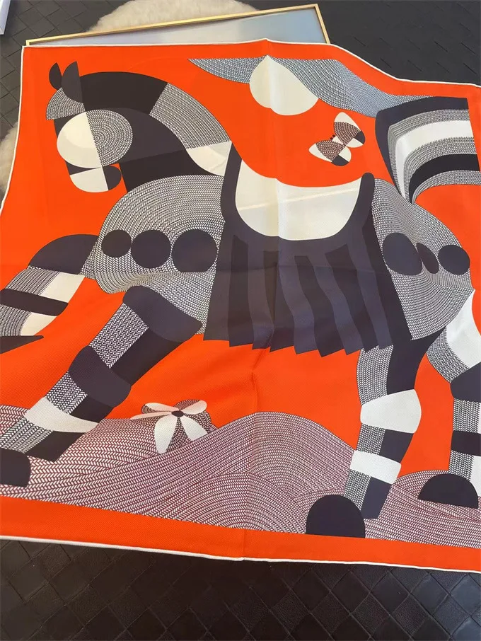 

Роскошный шелковый шарф с принтом лошади, квадратные шарфы 65 см, украшение для головы, рождественский подарок, одежда, аксессуары для головы