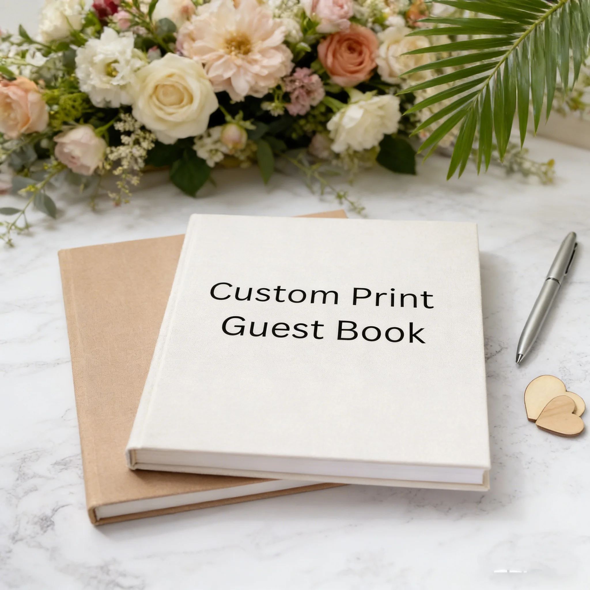 bespoke-large-custom-print-guest-book-premium-quality-with-176-writing-sides-choice-of-pearlescent-ivory-or-natural-linen-cove