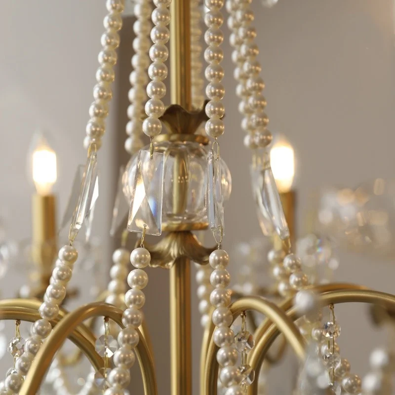 ثريا لؤلؤية كريستالية فرنسية، فيلا على الطراز الأوروبي الأمريكي، غرفة المعيشة، غرفة الطعام، تركيبات إضاءة غرفة النوم #6