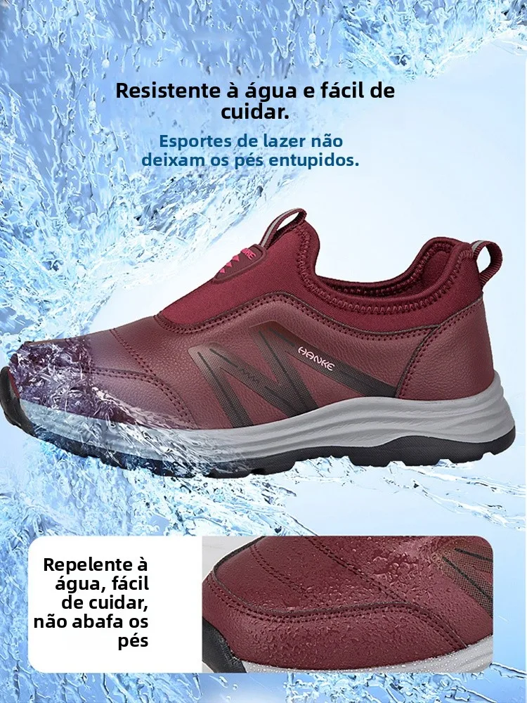 メンズレザースポーツシューズ防水滑り止め超軽量中高年お父さんウォーキングシューズ雨の日用カジュアルシューズ