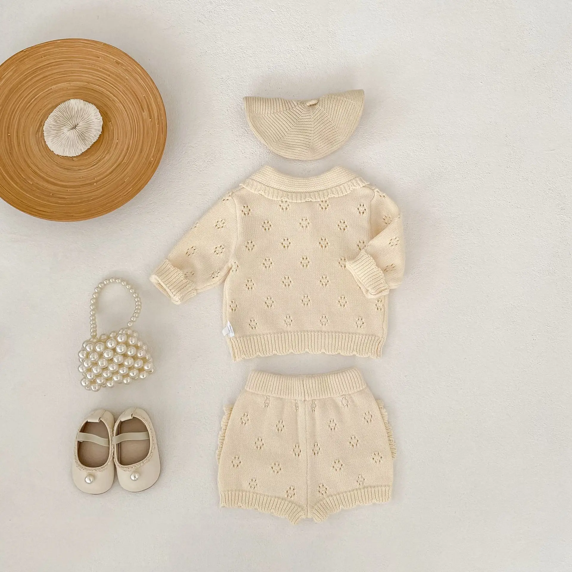 Baby Sweaters 2026 Spring New 0-3Y Solid Color Hollow-Out Baby Girls' Knitted Sweater Toddler Cotton Pullover Kids Boys Clothes 3