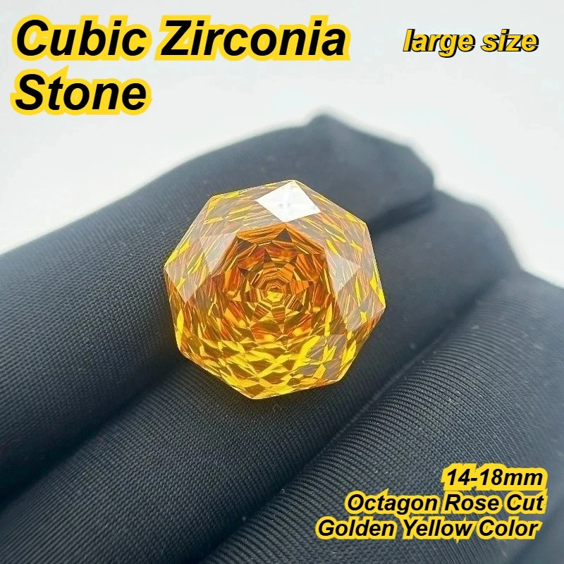 

Cubic Zirconia Stone Octagon Rose Cut Golden Yellow Color 14-18mm Loose Stones Used for DIY Jewelry Making Inlay Main Materials