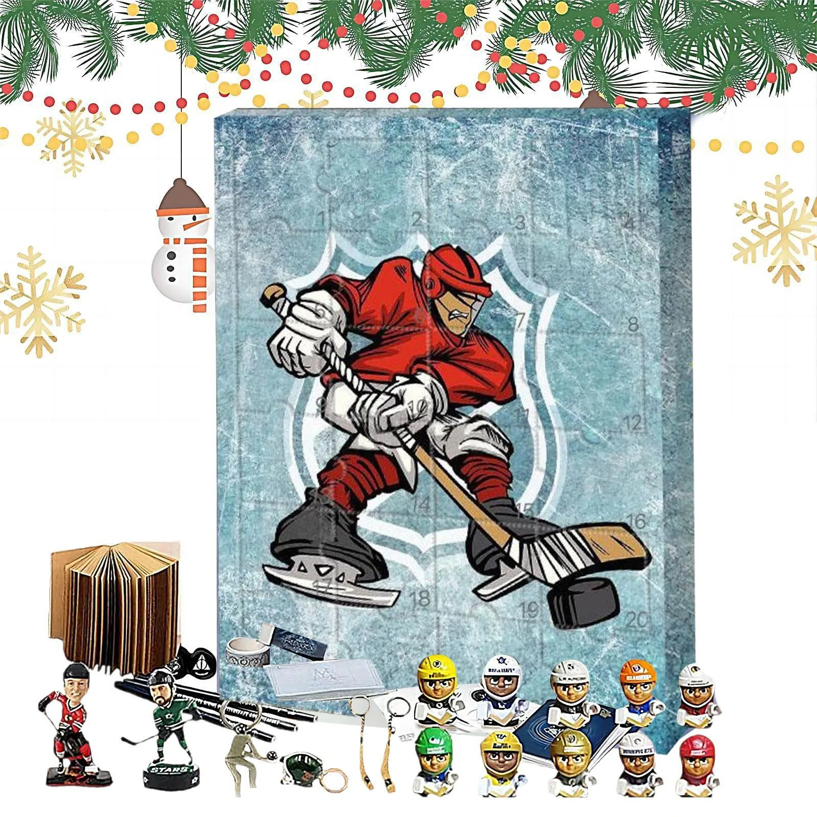 Ice Hockey Advent Calendar 2024 Holiday Gift 24 Day Countdown with Ice Ball Decoration 24 Pcs Ice Fidget Advent Calendar 2025